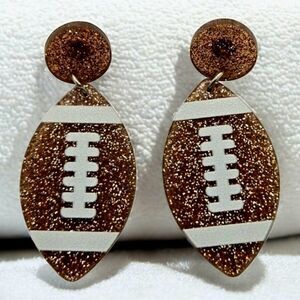 Football Earrings 🏈 Sports Glitter Dangle Fan Mom Sister Team Jewelry Pierced
